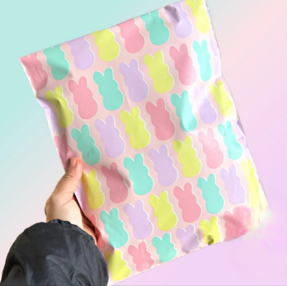 Pink Bunny Peeps 10x13 Poly mailers  20pk